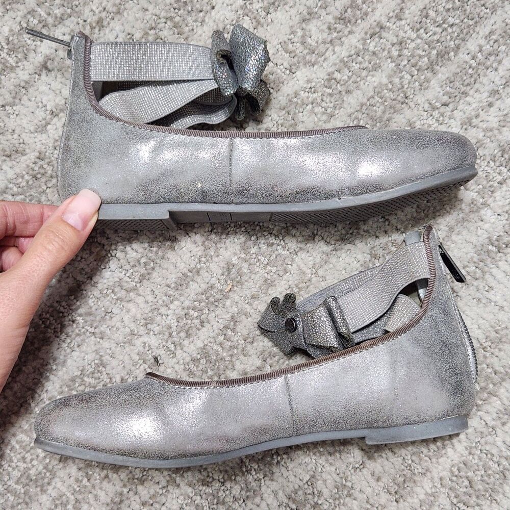Kenneth Cole little girl's ballet flats with bow silver size 13 - Picture 7 of 10